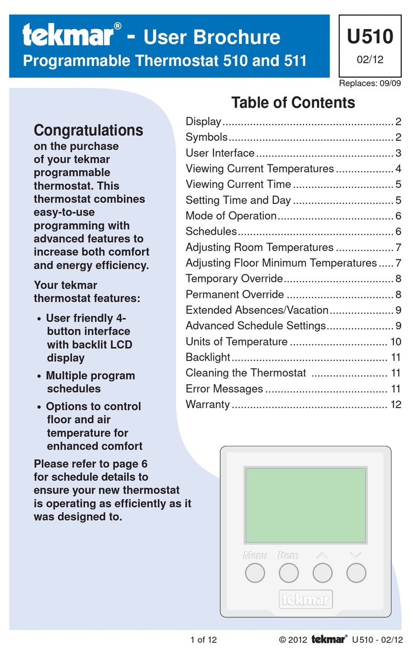 Tekmar 511 Bedienungsanleitung Tekmar 511 Bedienungsanleitung