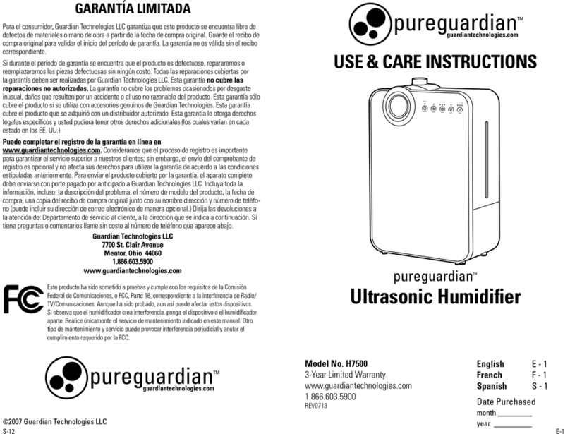 pureguardian H7500 Kurzanleitung