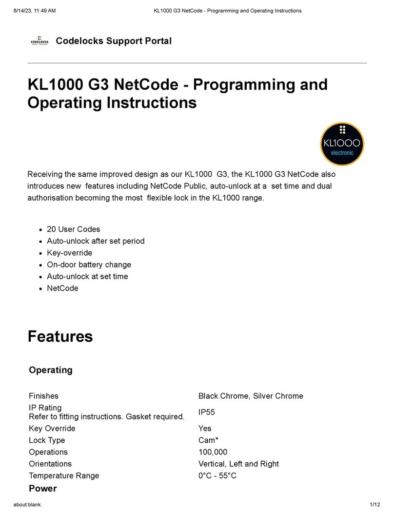 CODELOCKS KL1000 G3 NetCode Bedienungsanleitung
