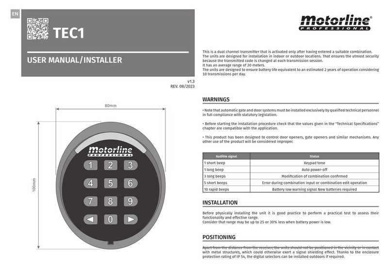Motorline TEC1 Bedienungsanleitung