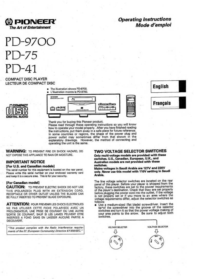 Pioneer PD-9700 Bedienungsanleitung