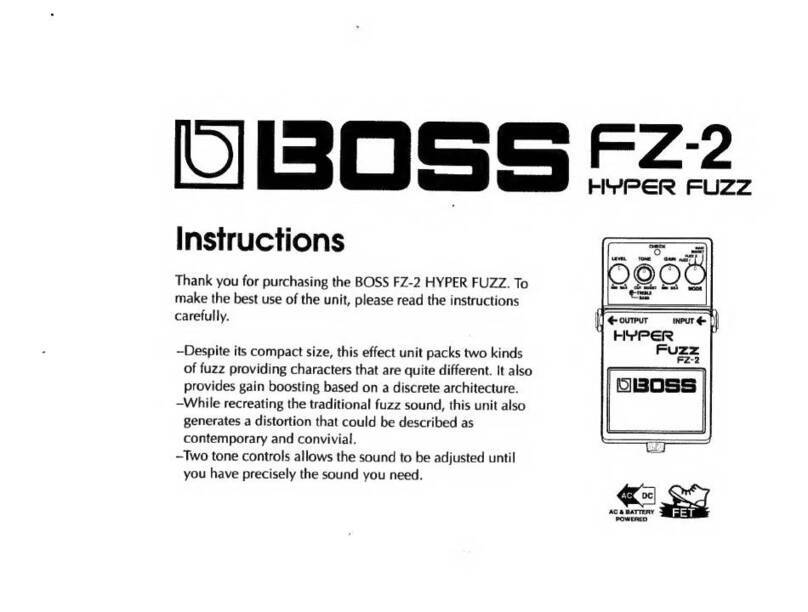 BOSSCO Hyper Fuzz FZ-2 Bedienungsanleitung