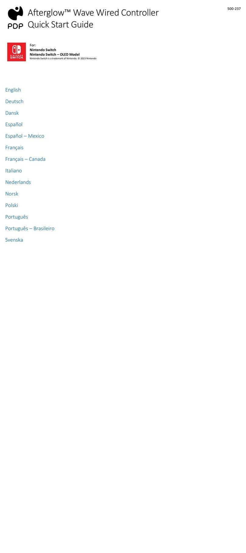 PDP afterglow Bedienungsanleitung