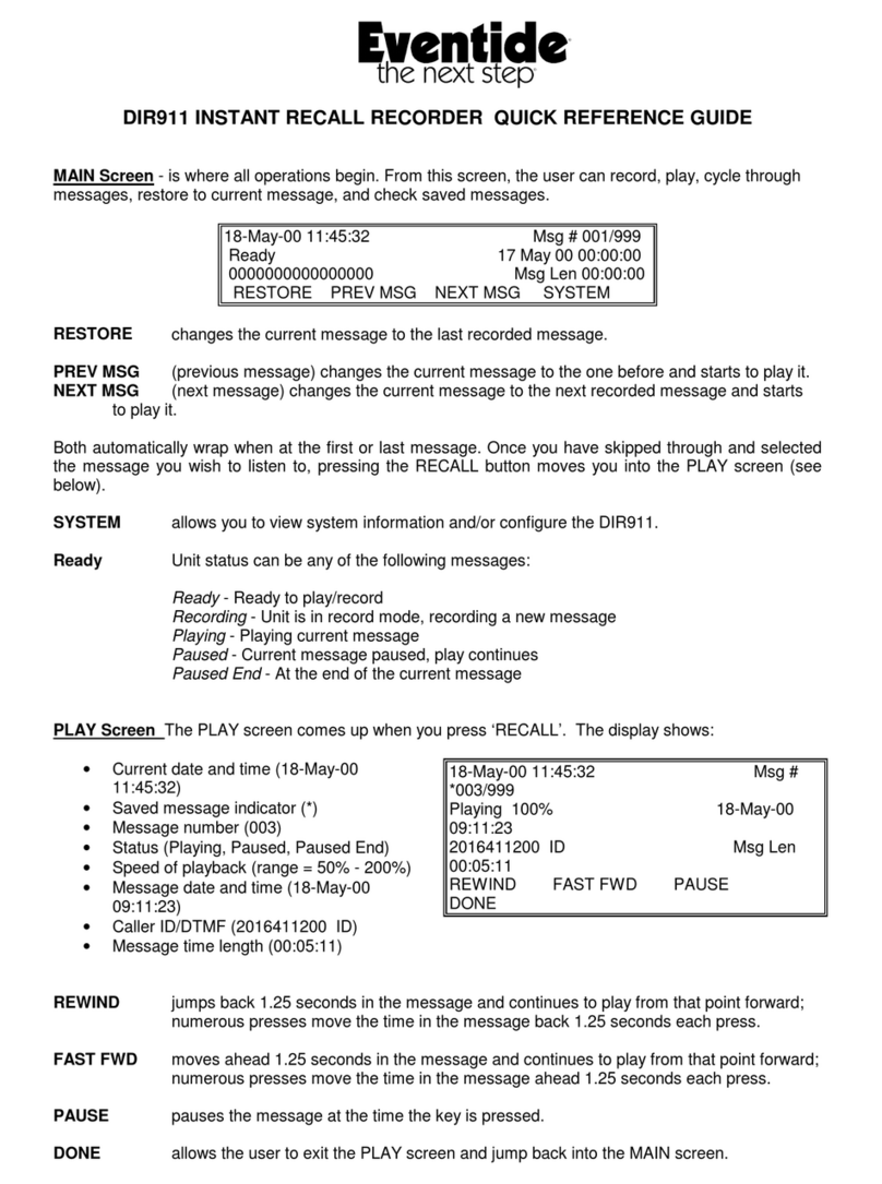 Eventide DIR911 Bedienungsanleitung Eventide DIR911 Bedienungsanleitung