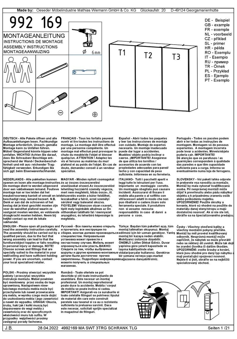 Oeseder Möbelindustrie Wiemann Shanghai 992 169 Bedienungsanleitung