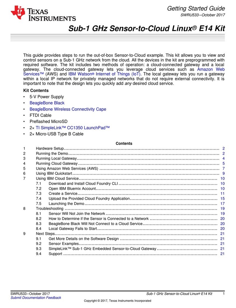 Texas Instruments Sub-1 GHz Sensor-to-Cloud Linux E14 Kit Bedienungsanleitung