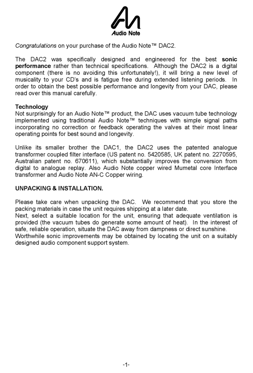 Audio Note DAC2 Bedienungsanleitung