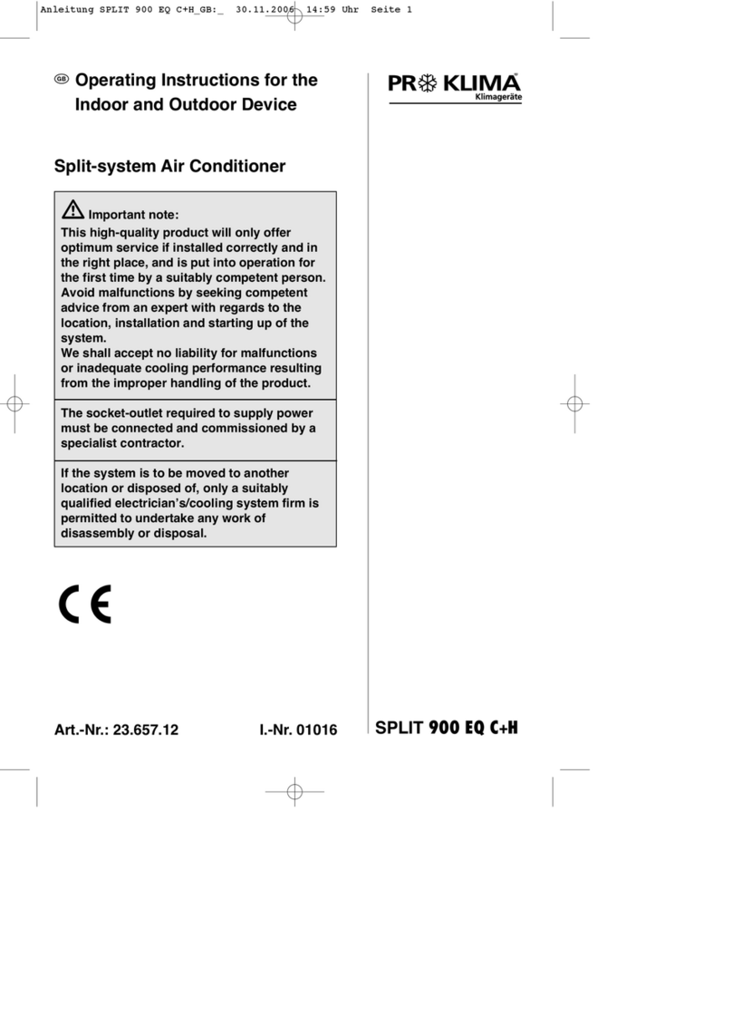 PR KLIMA SPLIT 900 EQ C+H Bedienungsanleitung