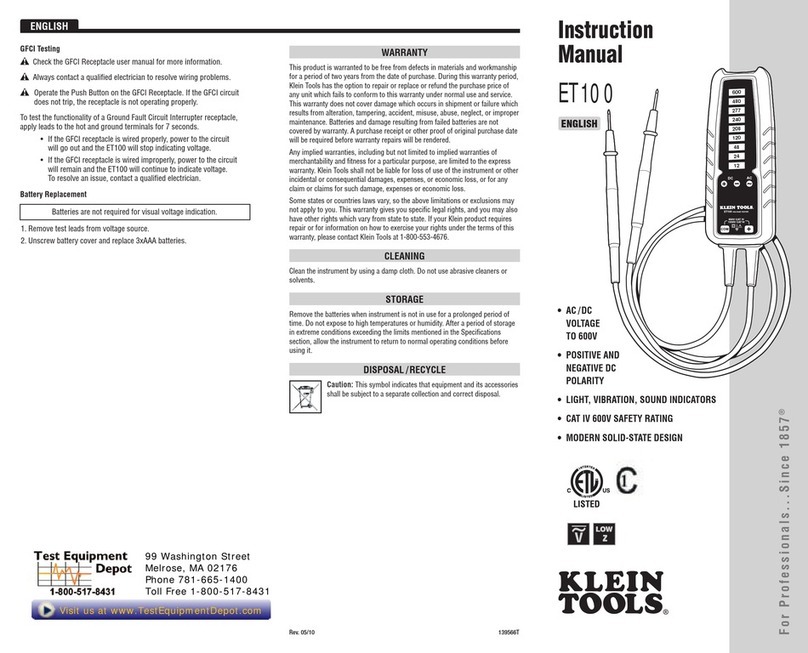 Klein Tools ET100 Bedienungsanleitung Klein Tools ET100 Bedienungsanleitung